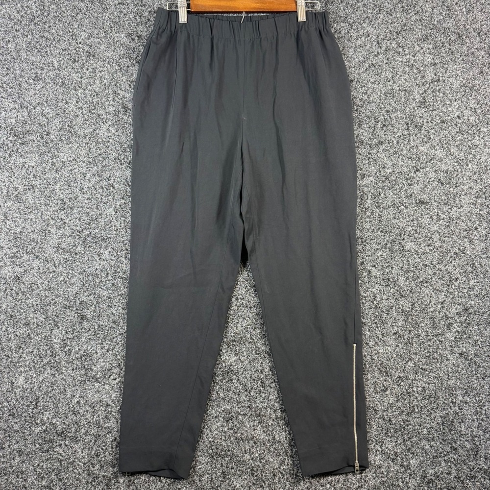 Everlane Black GoWeave Zip Ankle Pant Elastic Waist Tapered Trousers Size 8